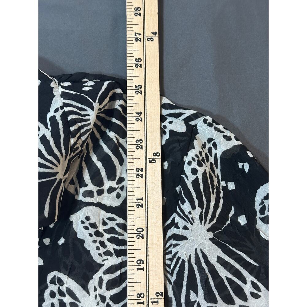 Cathy Daniels Black White Butterfly Blouse – Size L – Textured Button-Up Shirt - Picture 8 of 9